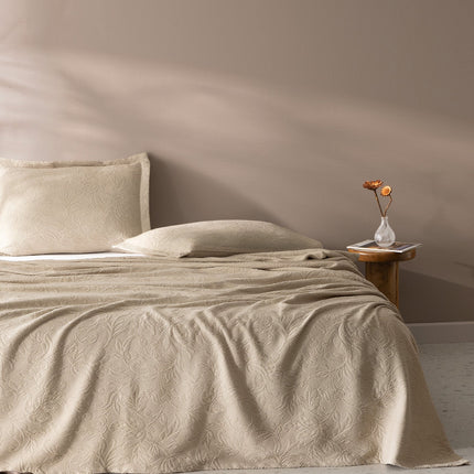 Esther 100% Cotton Beige Double Bedspread