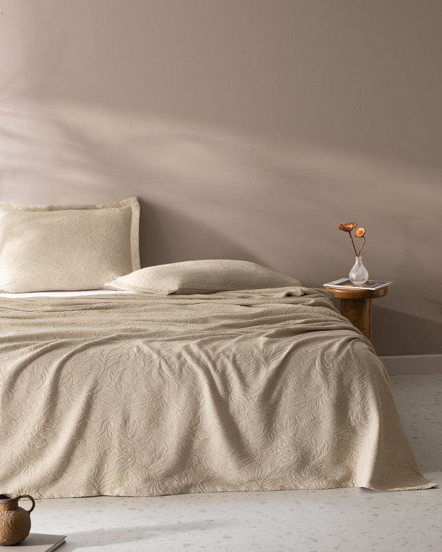 Esther 100% Cotton Beige Double Bedspread