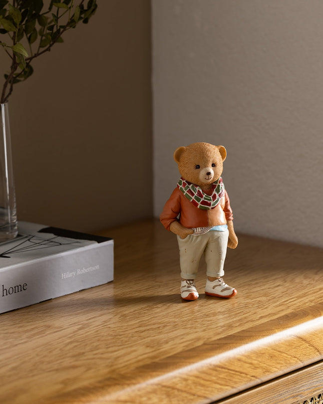 Pour Bear Figurine Salmon – Modern Home Décor Sculpture