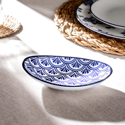 Rêve Bleu Belfort Blue Bone China Oval Serving Plate
