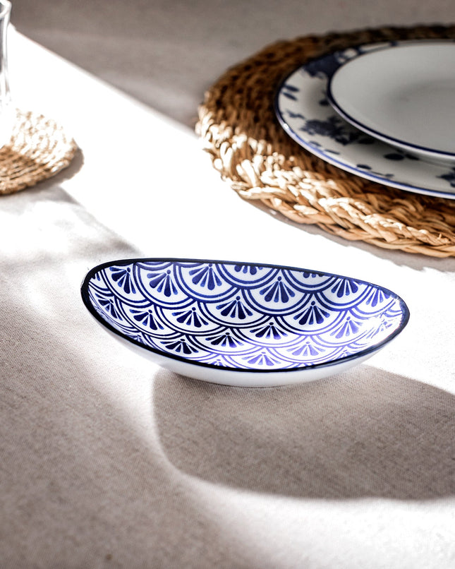 Rêve Bleu Belfort Blue Bone China Oval Serving Plate