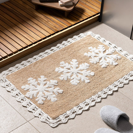 Rosévie White Beige Bath Mat - Soft Luxurious Texture