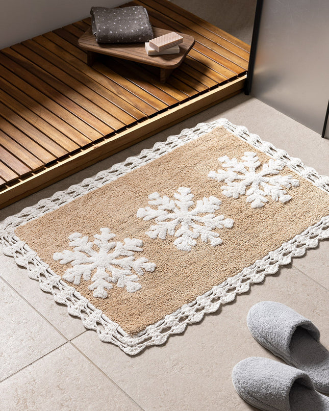 Rosévie White Beige Bath Mat - Soft Luxurious Texture