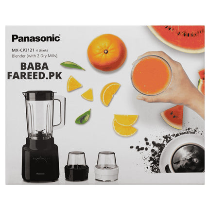 خلاط باناسونيك 450 واط مع إبريق سعة 1.45 لتر، شفرات PowerBlade ومطحنة جافة من الستانلس ستيل - أسود (MX-EX1021)