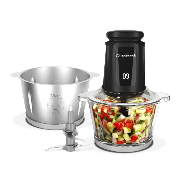 NUTRICOOK Mini Chopper | 1.2L Glass Bowl | 500W Motor - Black NUTRICOOK Mini Chopper | 1.2L Glass Bowl | 500W Motor - Black