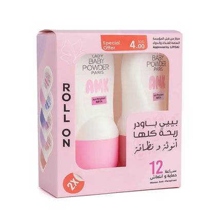 Lady Baby Powder Roll-On Deodorant 100ml (2-Pack)