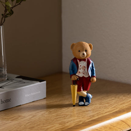 Colin Bear Figurine Navy and Beige Decorative Accent