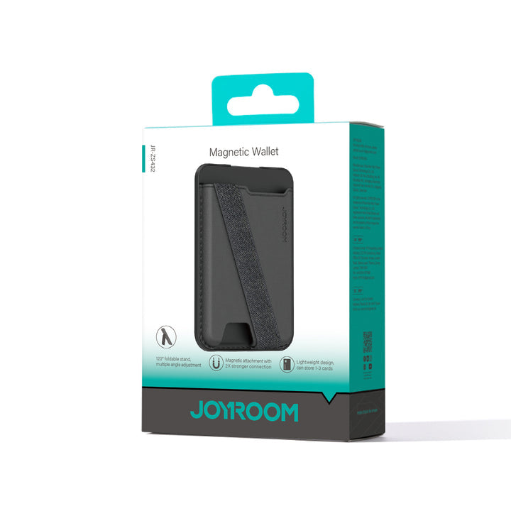 محفظة بطاقات وحامل هاتف مغناطيسي جوي رووم (Joyroom) موديل JR-ZS432 - تدعم MagSafe - جلد فاخر - مغناطيس N52 قوي - زوايا عرض قابلة للتعديل - لون أسود محفظة بطاقات وحامل هاتف مغناطيسي جوي رووم (Joyroom) موديل JR-ZS432 - تدعم MagSafe - جلد فاخر - مغناطيس N52 قوي - زوايا عرض قابلة للتعديل - لون أسود