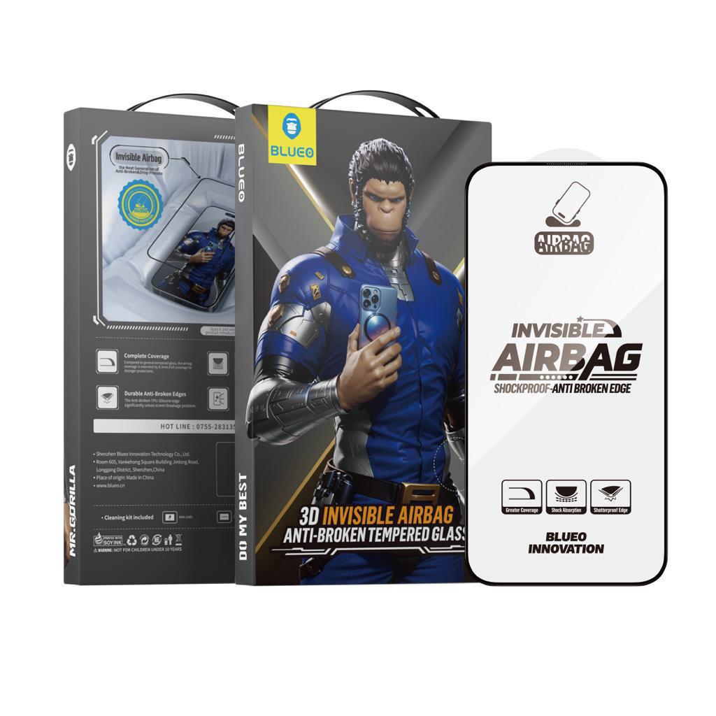 BLUEO NPB35-15pro 6.7 3D Invisible Airbag Anti-Broken Tempered Glass - Black for iPhone 15 Pro Max (6.7″)