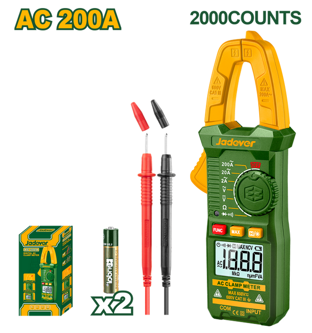 Jadever True RMS AC Clamp Meter 200 A