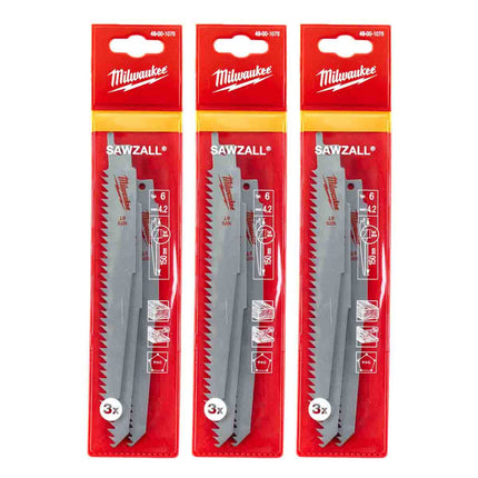 شفرات المنشار الترددي Milwaukee Sawzall مقاس 150 مم 6 TPI - 3 قطع