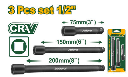 JADEVER ½″ Impact Extension Bar Set