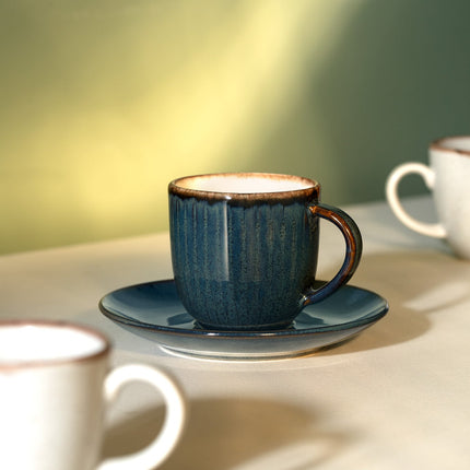 Hiver Indigo Coffee Cup Set for 2 - Elegant Dinnerware