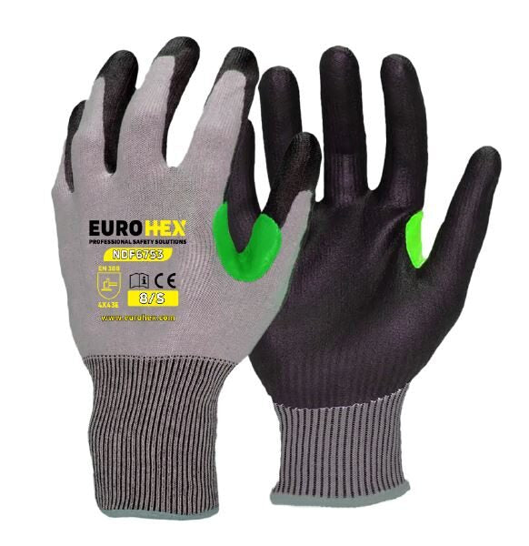 قفاز تقطيع 18 قياس من EuroHex بطبقة راحة نيتريل رغوي | NDF6753