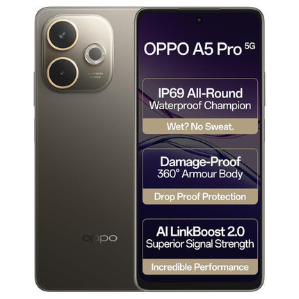 A5 Pro Brown oppo A5 Pro 5G (Mocha Brown, 8GB RAM, 128GB Storage) | 6.67” HD+ 120Hz