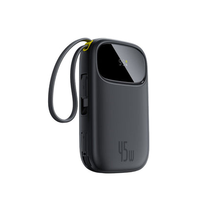 Baseus Enerfill FC31 20000mAh Power Bank - 45W Fast Charging - Dual Built-in USB-C Cables - Digital Display - Supports Laptop Charging - Black & White