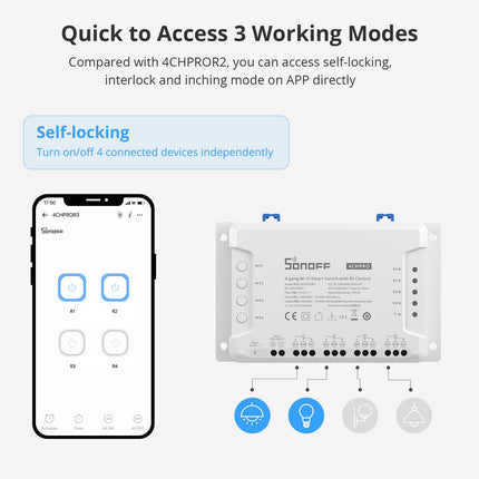 4CHPRO SONOFF 4CHR3 & 4CHPROR3 4-gang Wi-Fi Smart Switch with RF Control
