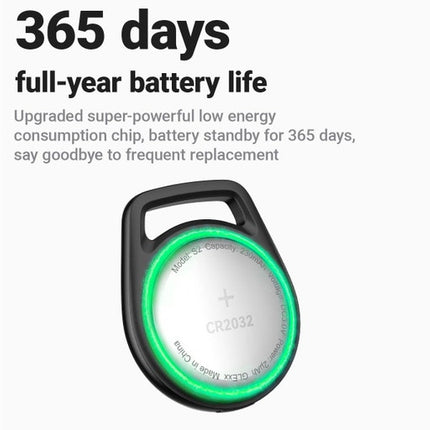 Acefast T8 Smart Bluetooth Tracker, Apple Find My Compatible (MFi), Anti-Lost Key Finder & Bag Tracker, Global Positioning & Siri Support - Black