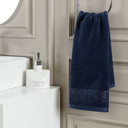 Madame Coco Orient Lurex Navy Face Towel - 100% Cotton