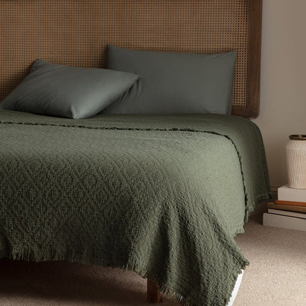 Vue Double Bedspread Khaki – Ethno-Modern Cotton Cover