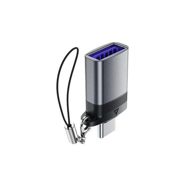 محول أيس فاست (Acefast J7) من USB-A أنثى إلى Type-C ذكر، نقل بيانات فائق السرعة 10Gbps ودعم شحن 3A، هيكل معدني متين للآيفون 15/16، سامسونج، والماك بوك - رمادي ميتال