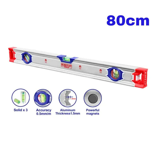 EMTOP ESLL38001 Magnetic Heavy-Duty Spirit Level – 80 cm