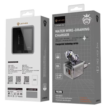 Lenyes LCH365-EU-PD/IP Charger -Transparent tea grey