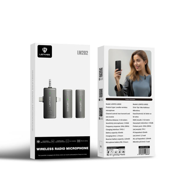 Lenyes LM202  Wireless Microphone - Black