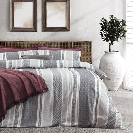 Semnoz King Size Jacquard Duvet Cover Set Gray