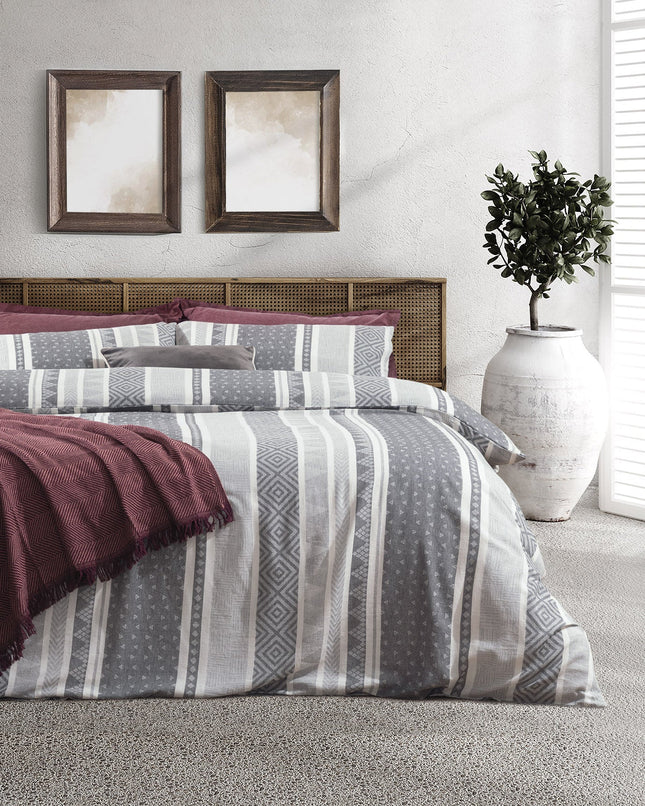 Semnoz King Size Jacquard Duvet Cover Set Gray
