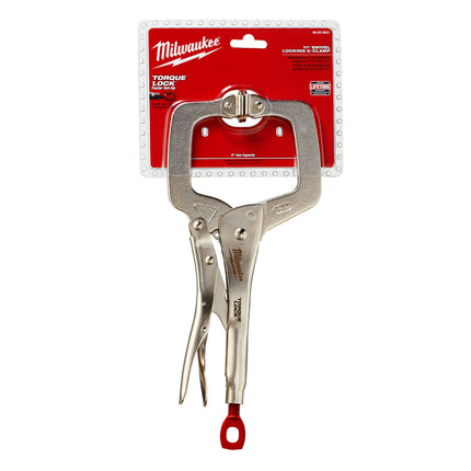 Milwaukee 11″ TORQUE LOCK™ Locking C-Clamp with Swivel Jaws