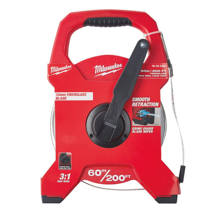 Milwaukee 60m/200ft Fiberglass Open Reel Long Tape