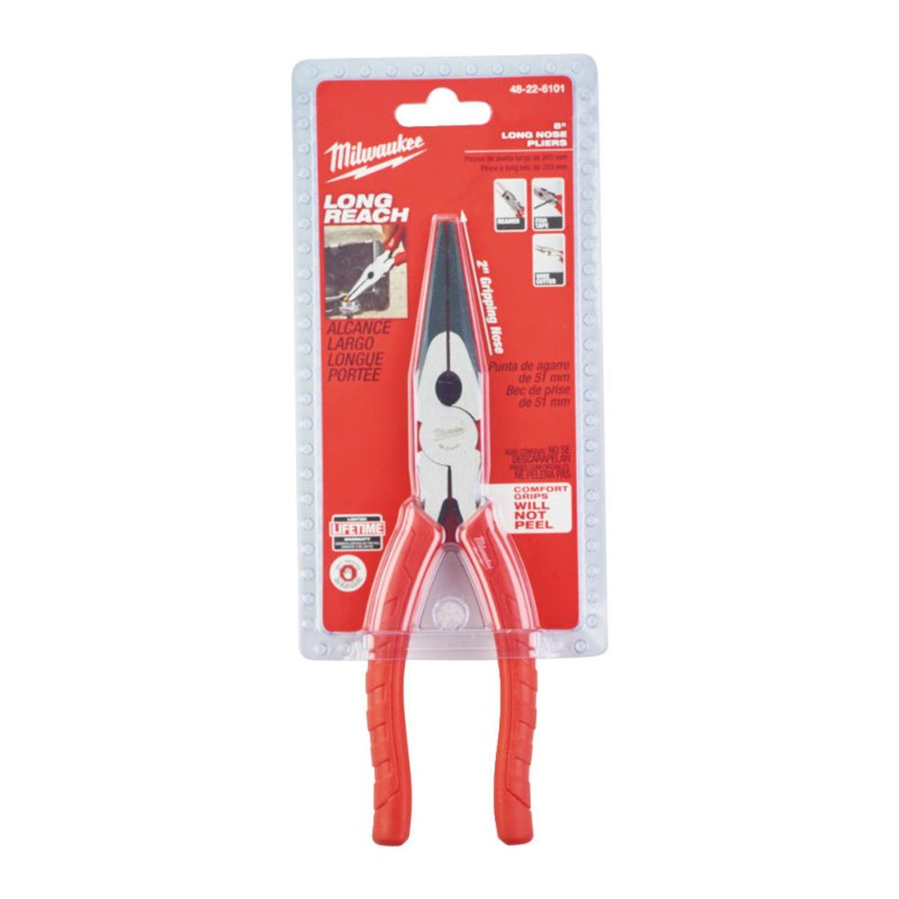 كماشة Milwaukee Comfort Grip أنف طويل مقاس 8 بوصات كماشة Milwaukee Comfort Grip أنف طويل مقاس 8 بوصات