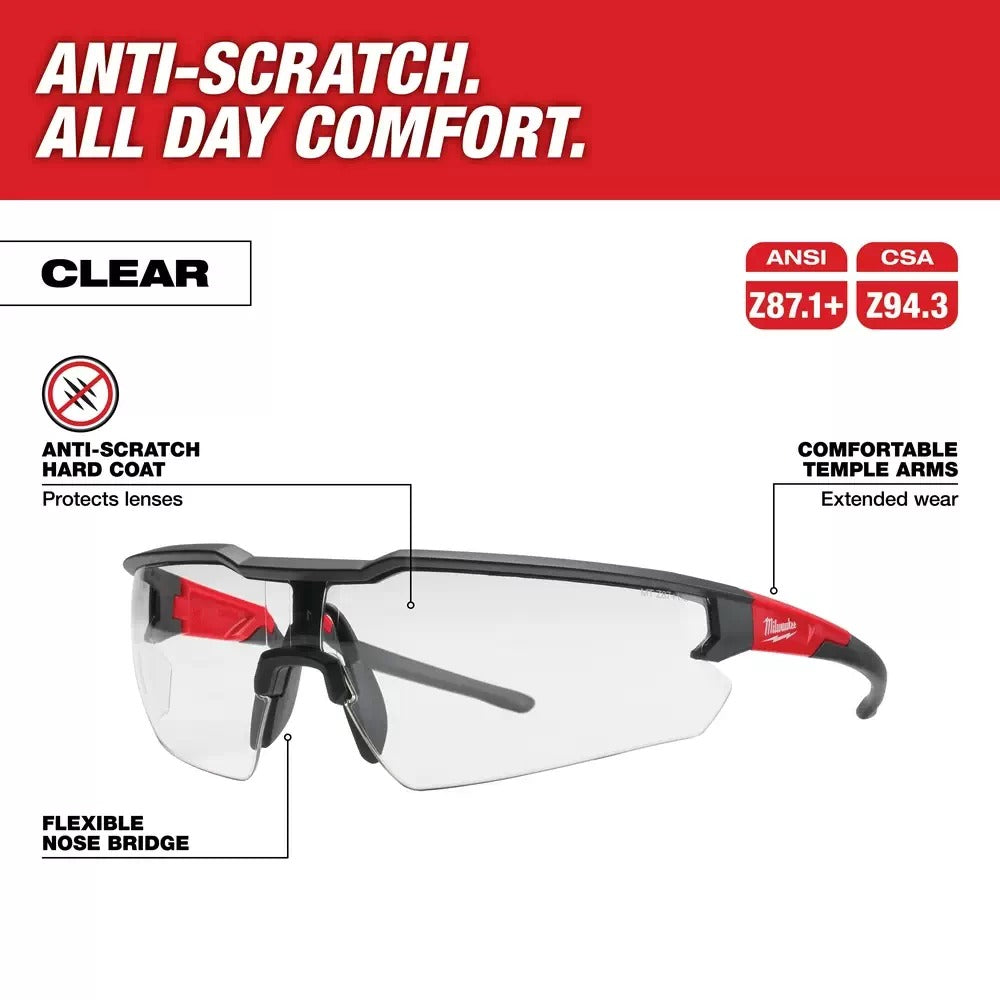 Milwaukee Safety Glasses with Clear Anti-Scratch Lenses (Polybag) Milwaukee Safety Glasses with Clear Anti-Scratch Lenses (Polybag)