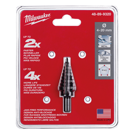 Milwaukee #4 Metric Step Drill Bit - 4mm to 20mm