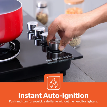 Geepas GK4410 4-Burner Tempered Glass Gas Hob