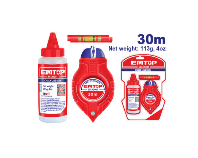 EMTOP ECLR3001 30m Chalk Line Reel