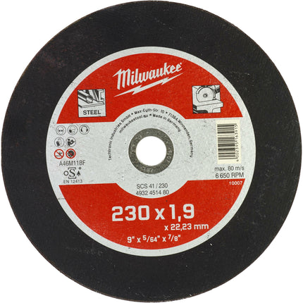 دسك قص حديد 9 انش من Milwaukee Contractor SCS 41 / 230 × 1.9 × 22 مم