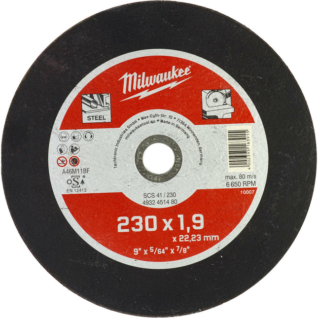 Milwaukee Thin Metal Cutting Discs - Contractor Series SCS 41 / 230 x 1.9 x 22 mm