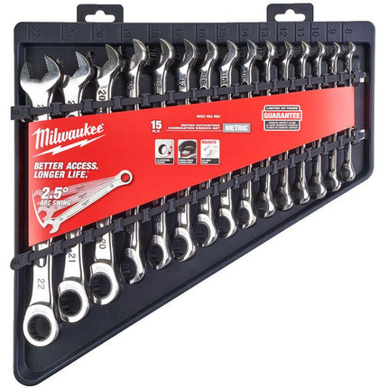 Milwaukee 15-Piece Metric Combination Ratcheting Spanner Set