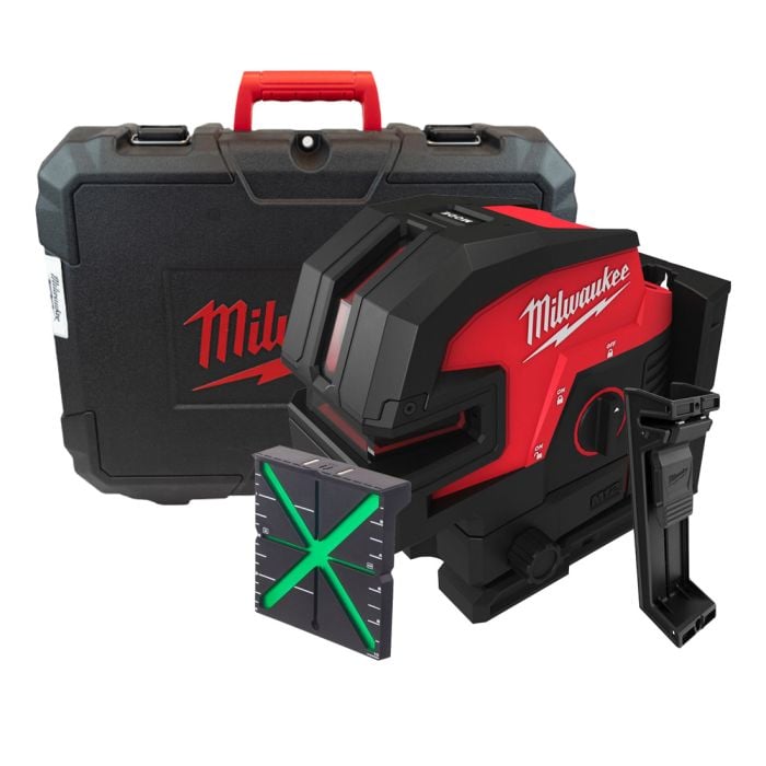 ليزر Milwaukee M12™ 12V الأخضر المتقاطع مع 4 نقاط ليزر Milwaukee M12™ 12V الأخضر المتقاطع مع 4 نقاط