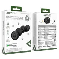 Acefast T6 Smart Bluetooth Tracker, Apple Find My Certified (MFi), Ultra-Compact Anti-Lost Locator, Global Tracking & Built-in Speaker for Keys & Wallets - Black