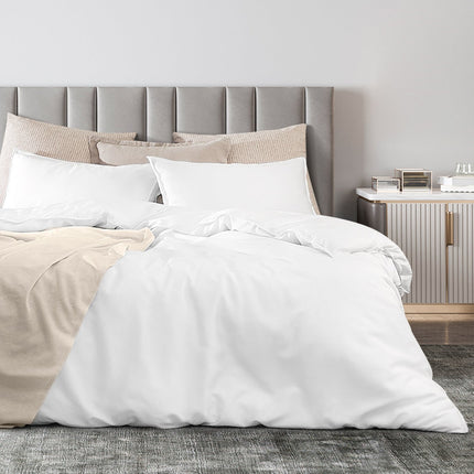 Loire Super King Duvet Cover Set White TENCEL Fabric