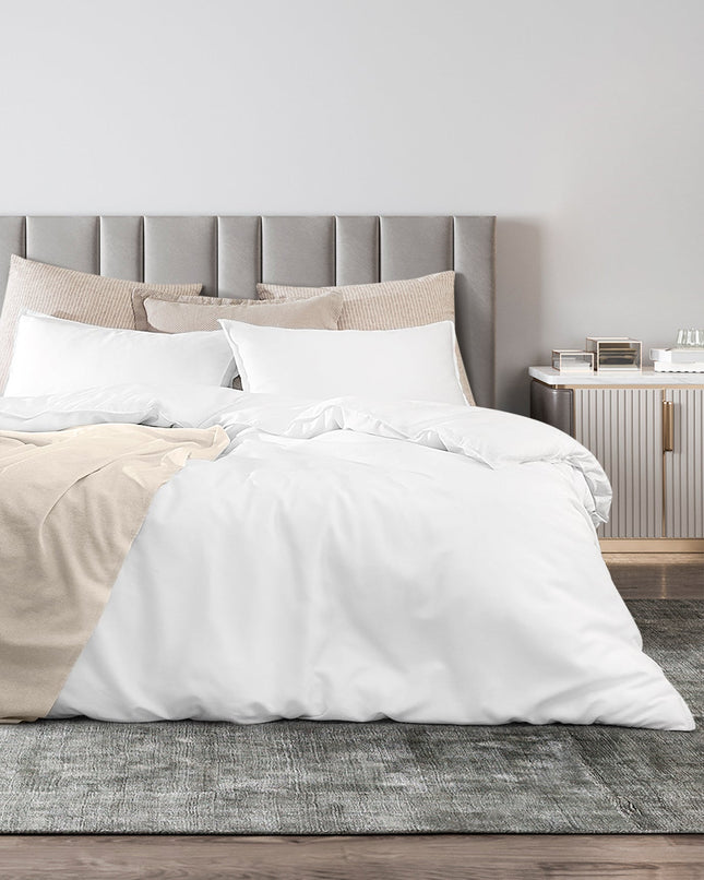 Loire Super King Duvet Cover Set White TENCEL Fabric