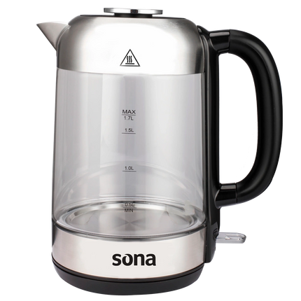 Sona Kettle 1.7 L 2200W Glass and Stainless steel Design