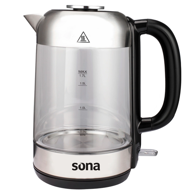 Sona Kettle 1.7 L 2200W Glass and Stainless steel Design