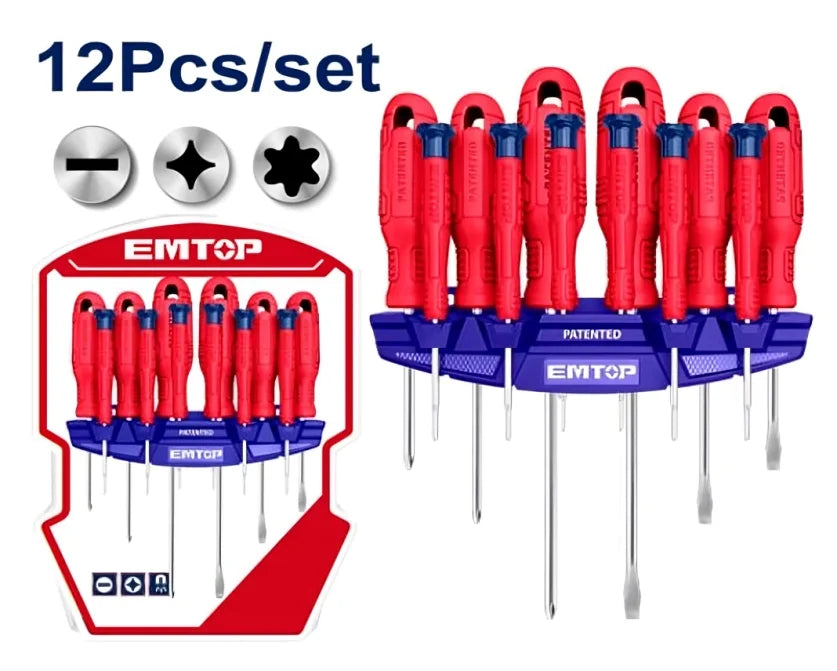 طقم مفكات مكون من 12 قطعة EMTOP ESST1201 طقم مفكات مكون من 12 قطعة EMTOP ESST1201