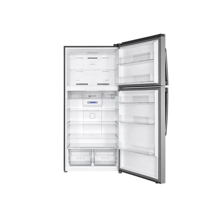 TCL P605TM Top Mount Refrigerator - No Frost - Multi Air Flow - Total Capacity 470L - Electronic Control - LED Lighting - Silver Steel