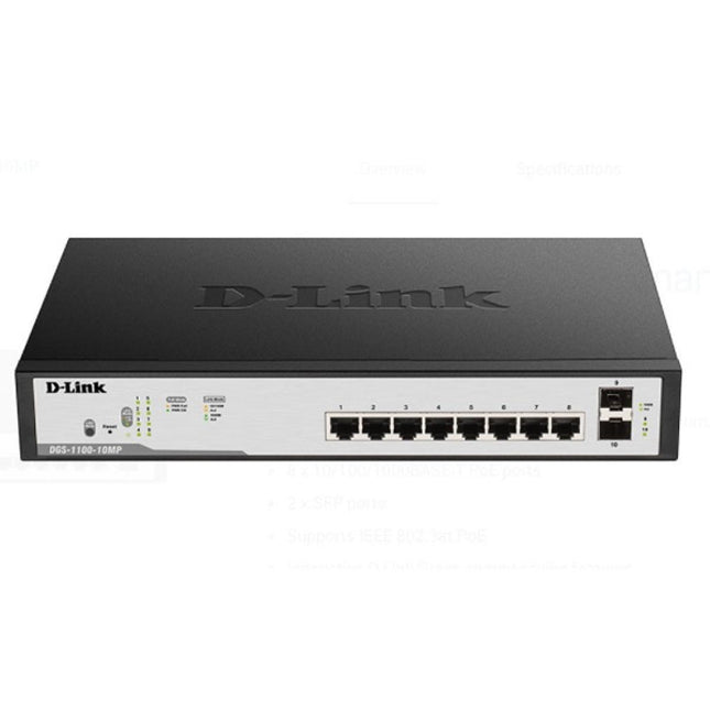 D-Link DGS-F1100-10PS-E/B 8 Port PoE Gigabit Smart Ma