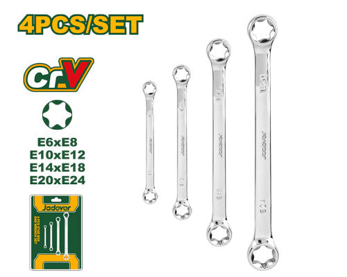 JADEVER 4‑Piece Star (Spline) Box End Wrench Set